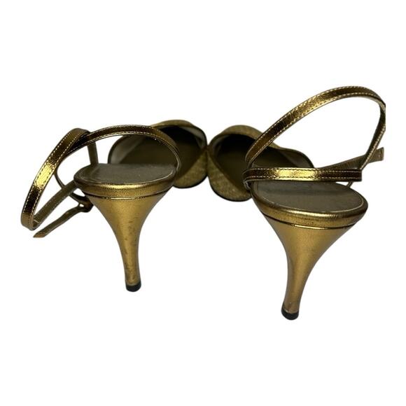 Yves Saint Laurent gold mesh pointed toe strappy sandal. Size 7.5 - Picture 8 of 14